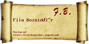 Fila Bozsidár névjegykártya